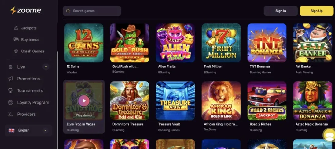 Zoome Casino Games.